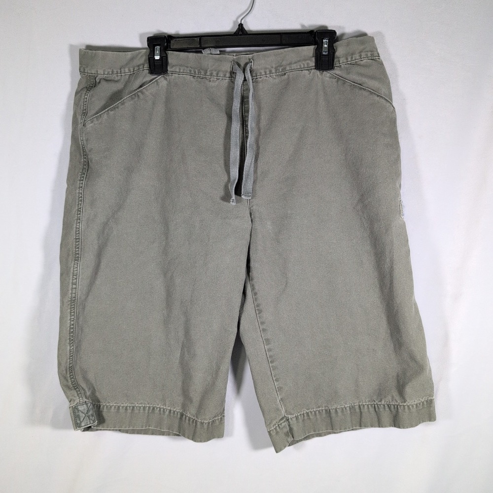 Life Is Good Shorts Womens XL Beige Bermuda Twill Drawstring Logo Casual